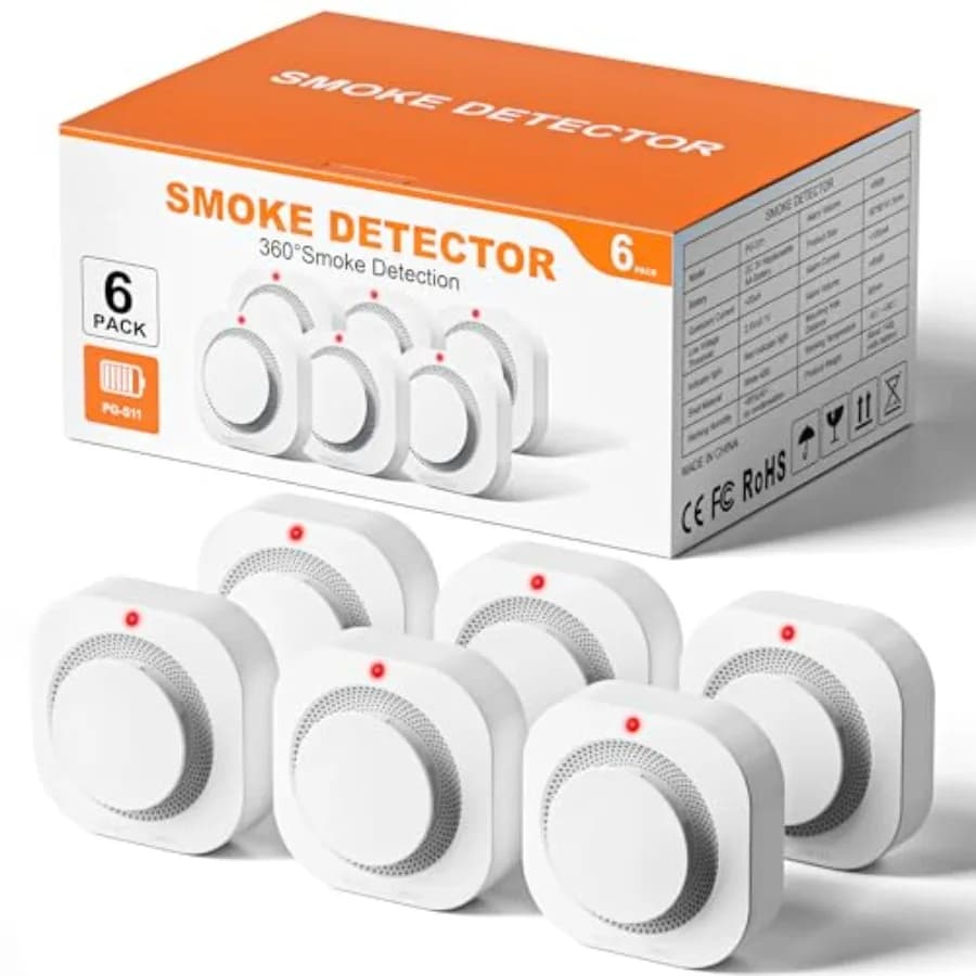 Rilevatore di Fumo Fotoelettrico a Batteria con Pulsante di Test e Avviso di Batteria Scarica - Allarme Antincendio