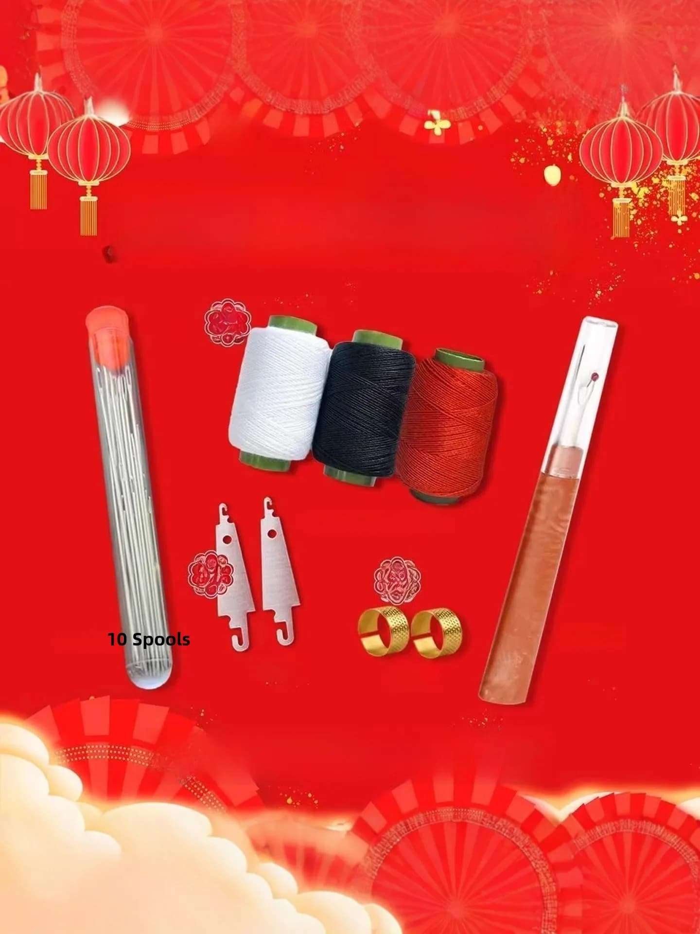 Set da 4 pezzi per ricamo con ganci per ricamo, aghi da cucito a mano per riparazione di abbigliamento e trapunte, aghi lunghi e sottili tradizionali