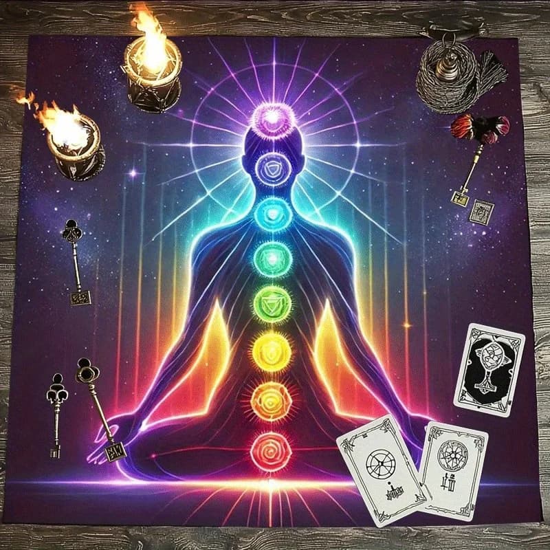 Tovaglia per Tarocchi da 1 Pezzo per Meditazione Energetica dei Chakra, Telo per Altare per Divinazione, Giochi di Carte, Decorazione Mistiche per la Casa