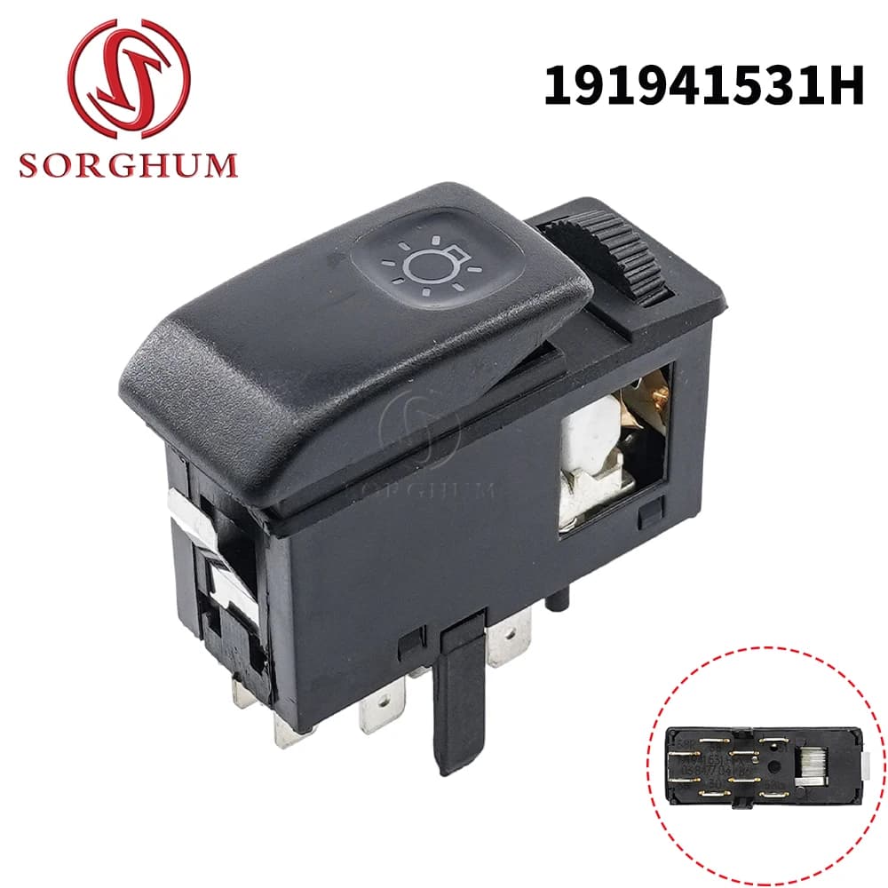 Interruttore Fari Anteriori Neri SORGHUM per VW Golf Mk2 Jetta II Mk 83-92 191941531H 191941531A