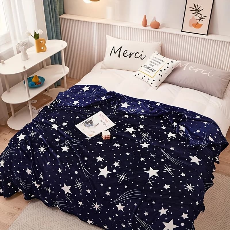 Coperta con motivo a stella Design con stampa piatta Festa versatile stagionale Prima scelta Coperta morbida e accogliente in poliestere