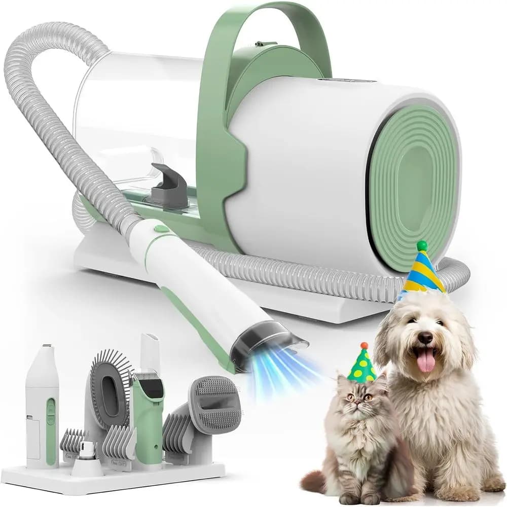Kit per la toelettatura degli animali domestici con 7 strumenti, aspiratore da 11000 Pa, contenitore per la polvere da 2,5 litri per la rimozione dei peli di cane e la pulizia della casa
