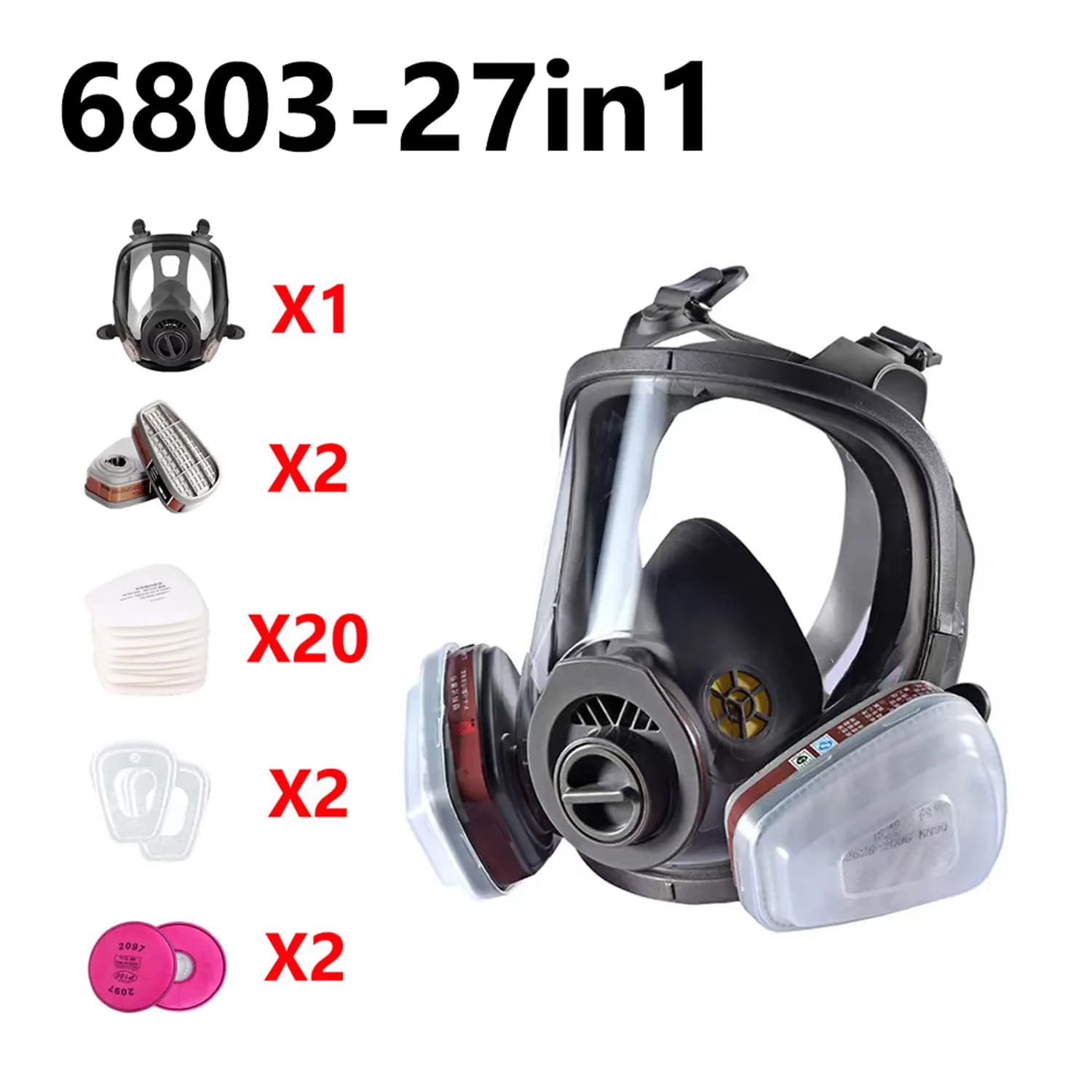 Maschera Antigas Integrale con Filtro da 40mm a Carbone Attivo per Protezione e Sicurezza Chimica