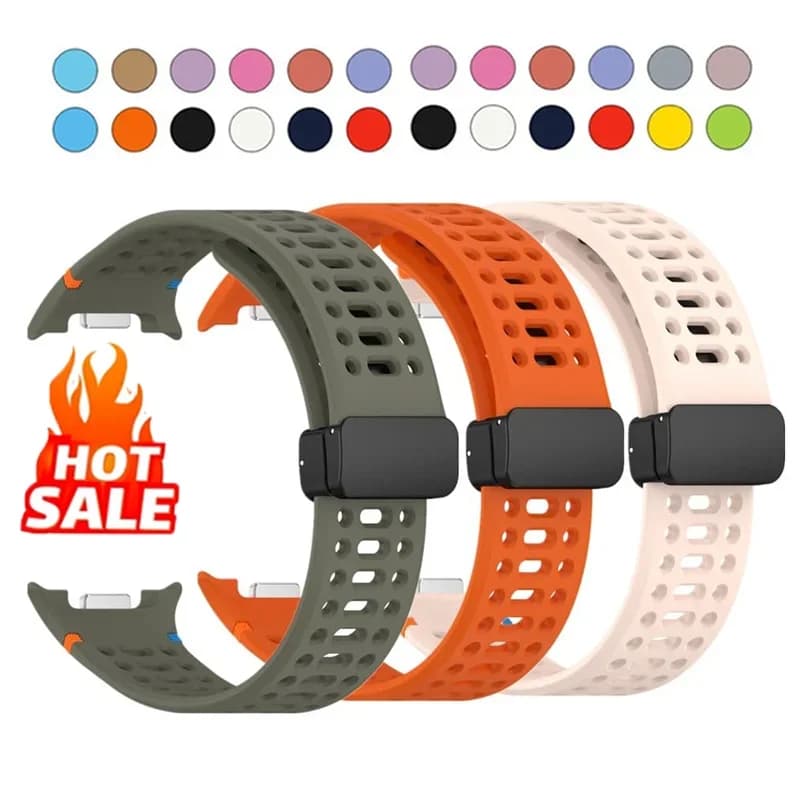 Silicone Strap for Samsung Galaxy Watch 8 Classic 46mm Breathable Magnetic Buckle Band Galaxy Watch 8 44mm 40mm Belt Accessories