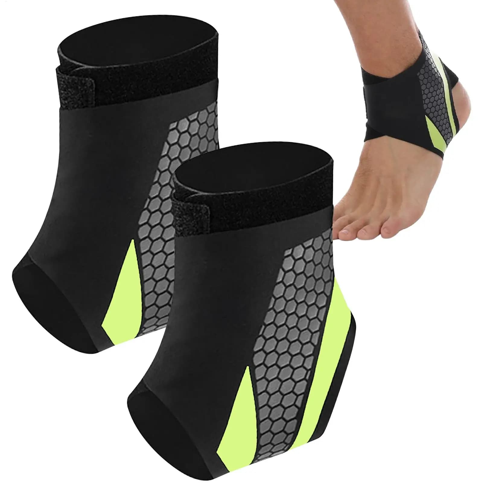 Supporto per caviglia regolabile da 2 pezzi, stabilizzatore protettivo per il recupero da infortuni, basket, pallavolo, corsa e allenamento