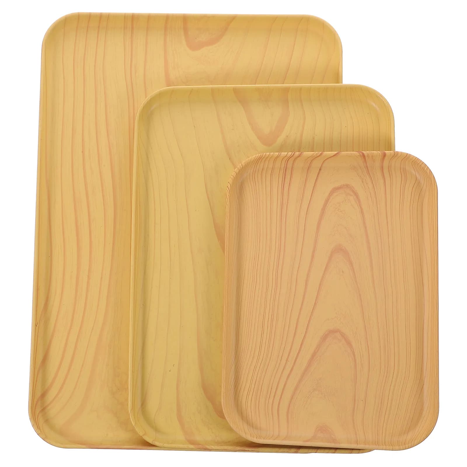 3 vassoi per servire frutta con venature del legno imitazione legno, leggeri e portatili, per snack, dessert, caramelle, frutta secca, ideali per feste in casa.