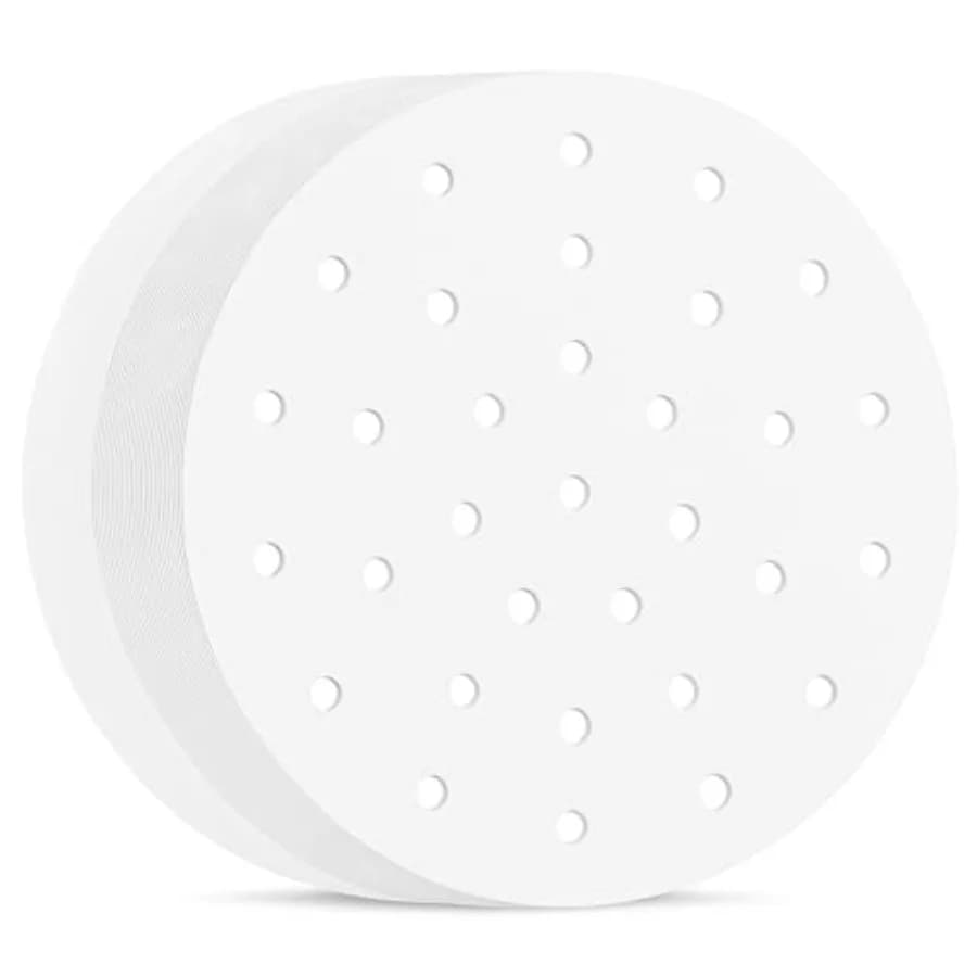 Air Fryer Parchment Paper, Set of 100, 10 inch Air Fryer Liner/Bamboo Steamer Liners/Perforated Parchment Paper for Air Fryer,