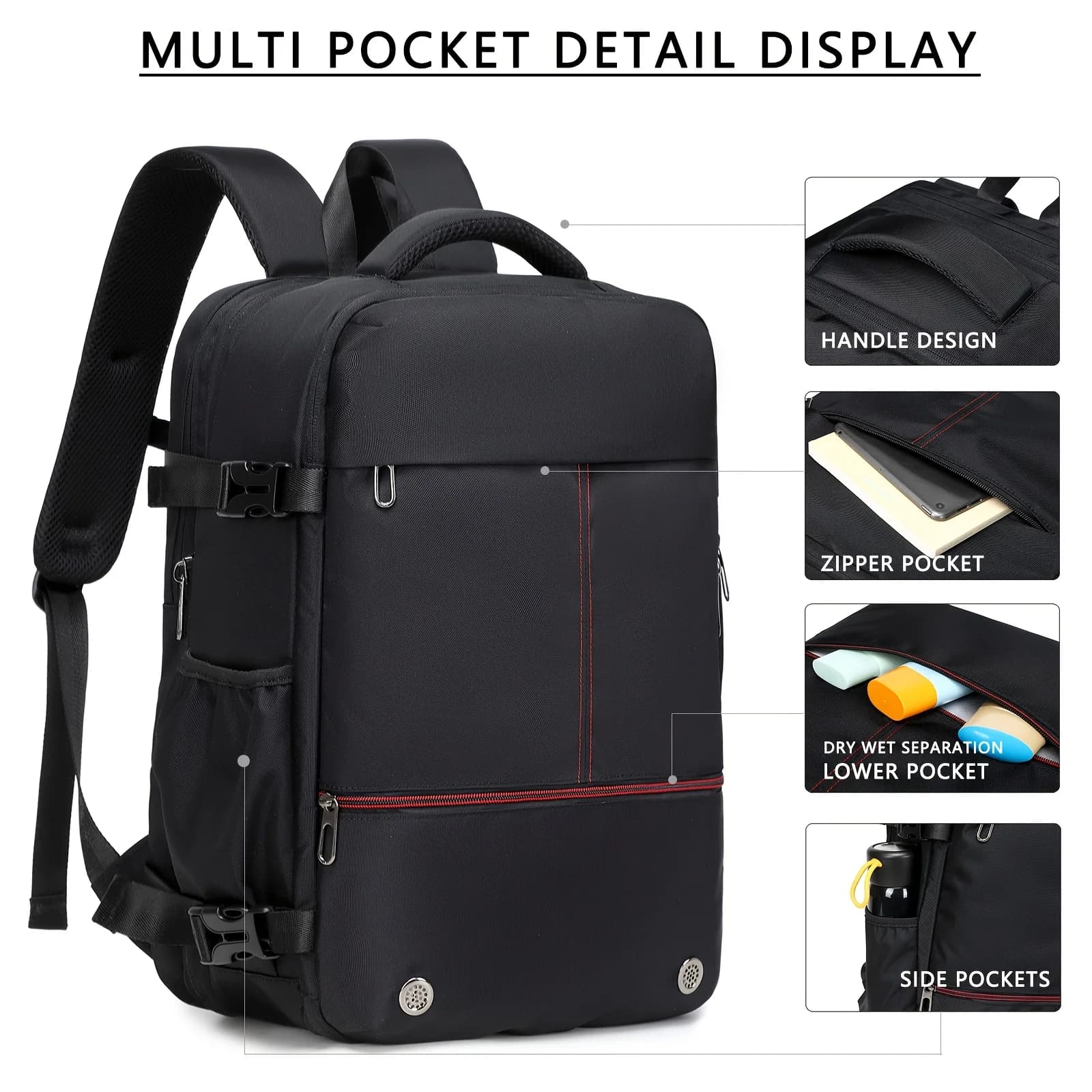 Zaino da uomo con un senso del lusso, borsa per computer espandibile, borsa da viaggio impermeabile multifunzionale per viaggi d'affari, sottovuoto