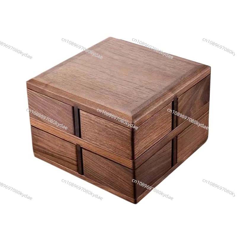 Scatola Multifunzionale in Noce per Conservazione, Vassoio in Legno per Caramelle e Frutta Secca con Coperchio