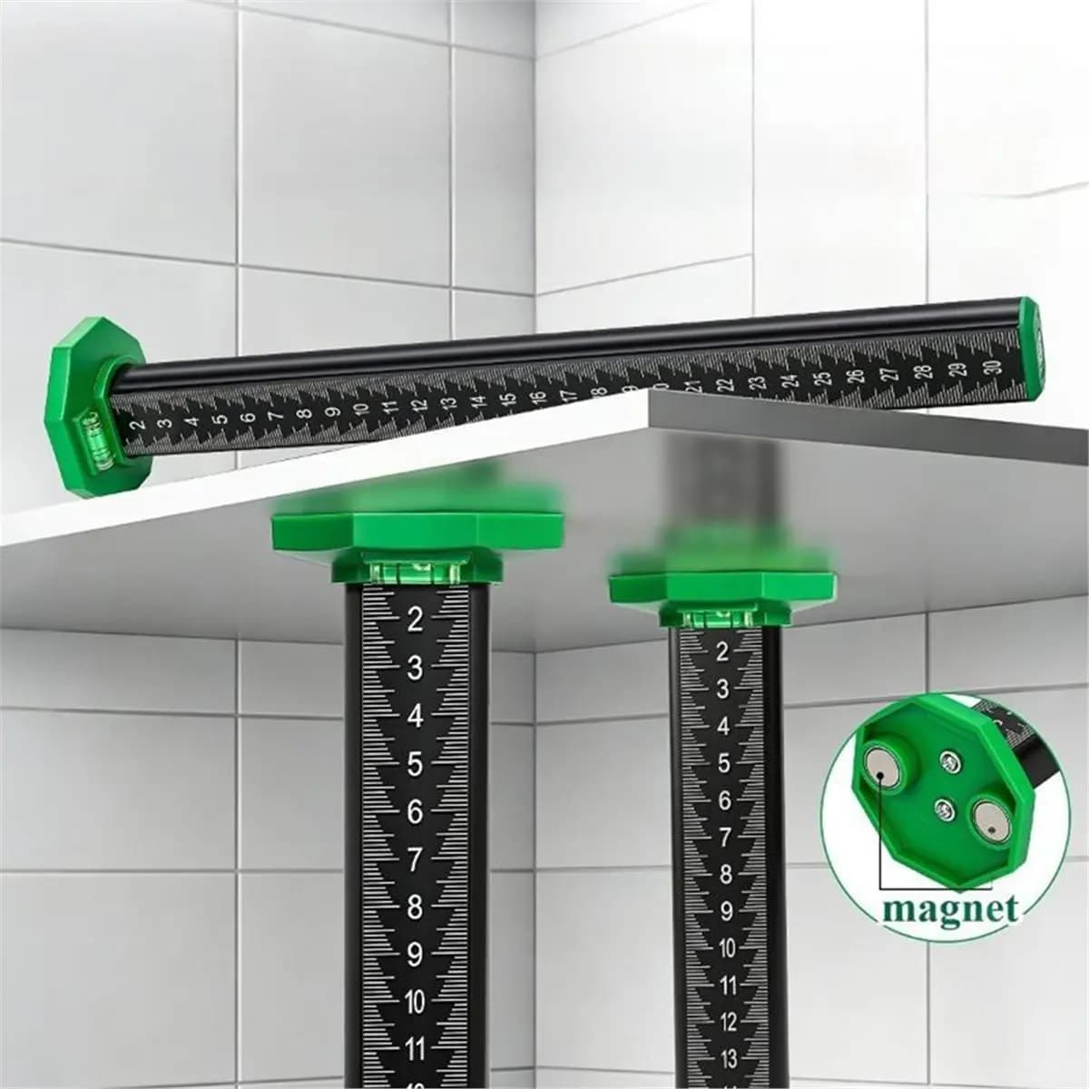 【50% OFF】15/30cm Magnetic Height Gauge Tile Leveling Height Ruler Special Household Tile Measuring Tool Ruler Contour Ruler 15cm