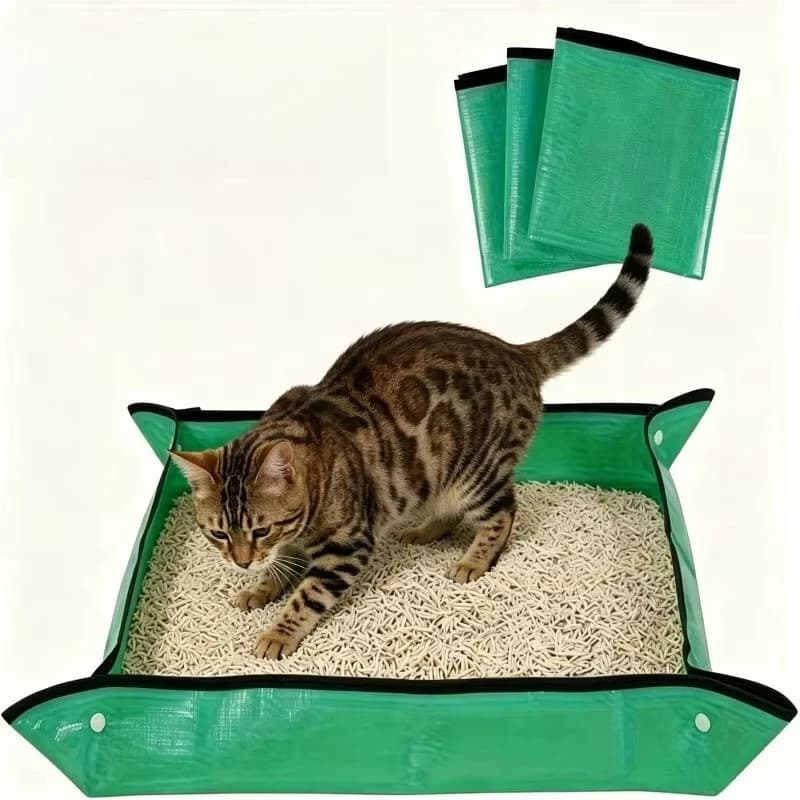 Foldable Travel Cat Litter Tray Collapsible Large Single Use Litter Box Portable Pet Toilet for Indoor and Outdoor Use