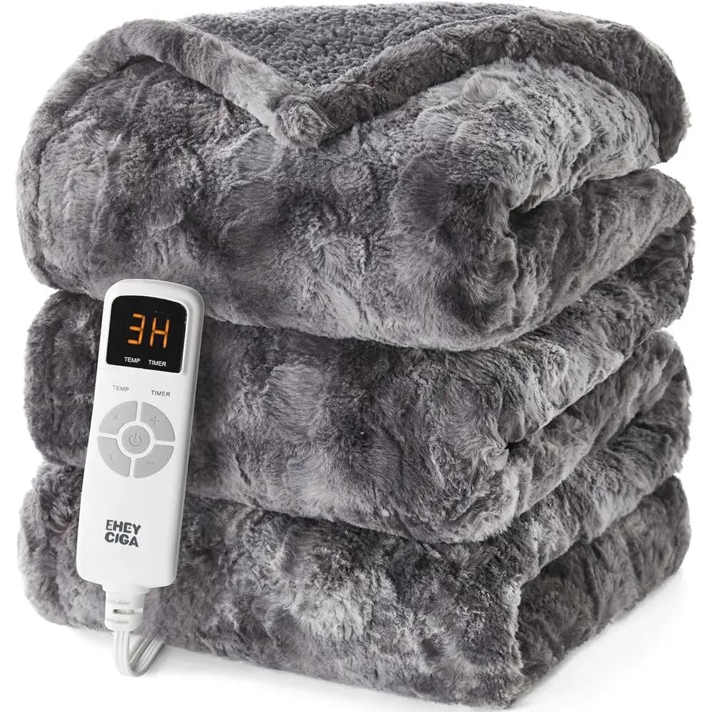 Coperta Elettrica Riscaldata aux ur, Spegnimento Automatico Dopo 10 Ore, 9 Livelli di Riscaldamento, Coperta Termica Morbida e Calda