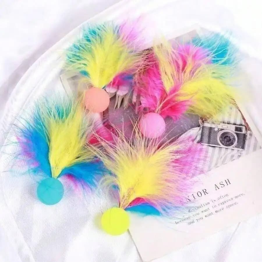 Interactive Foam Cat Toy Balls With Colorful Feathers For Adult Cats