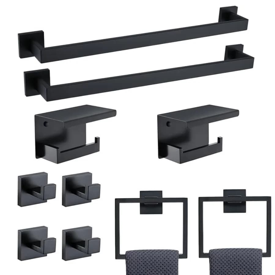 Set di Accessori per Bagno in Acciaio Inox SUS304 da 23,6 Pollici - 10 Pezzi, Portasciugamani e Supporti da Parete