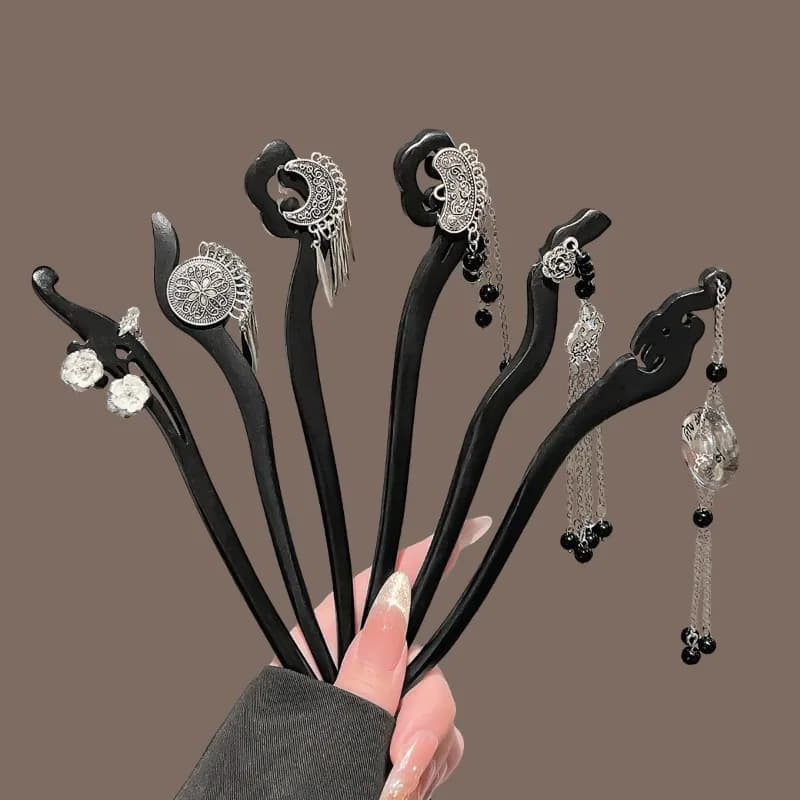 Fermagli per capelli in stile cinese, eleganti e nuovi, accessori per capelli da donna, forcine in argento dal design raffinato
