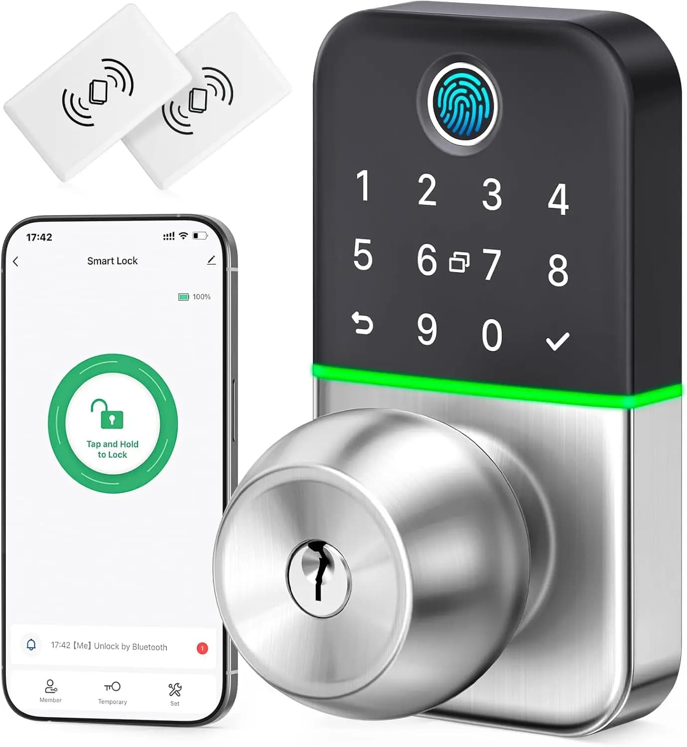Serratura Intelligente con Impronta Digitale e Tastiera: Accesso 5-in-1, Facile Installazione, Controllo Remoto