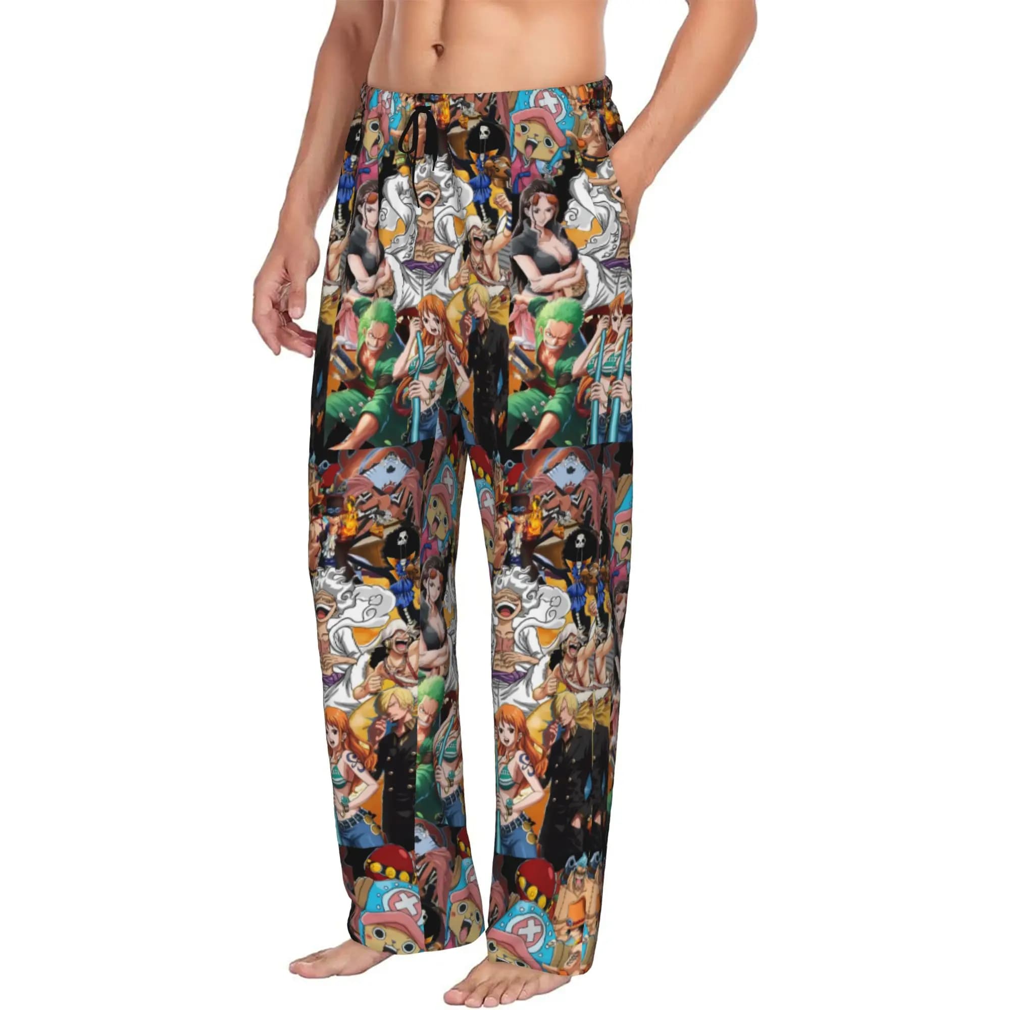 Custom Print Men's Classic One P-Pieces Zoro Manga Pajama Pants Sleepwear Sleep Lounge Bottoms with Pockets