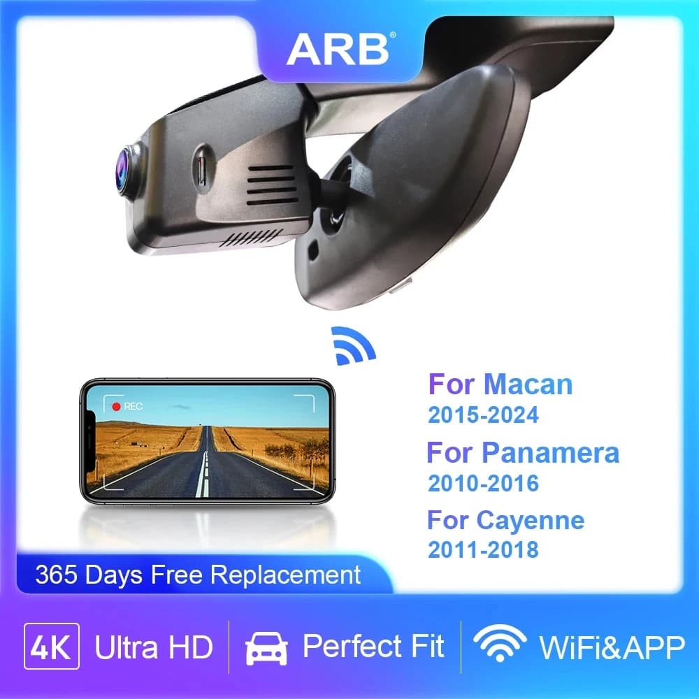 DVR for cars ARB 4K for Porsche Macan 95B and Panamera 970 and Cayenne 958 (92A E2), OEM style dashboard camera with APP WIFI and night vision