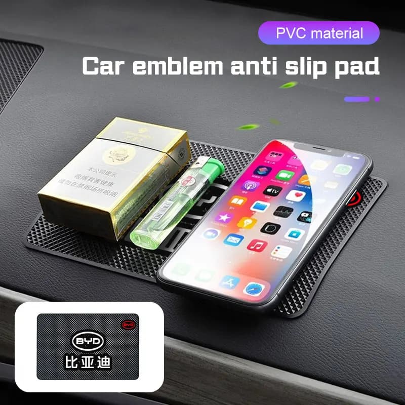 BYD Logo Car Anti-Slip Mat Silicone Double-Sided Adhesive Easy Clean Dashboard Pad Auto Interior Organizer