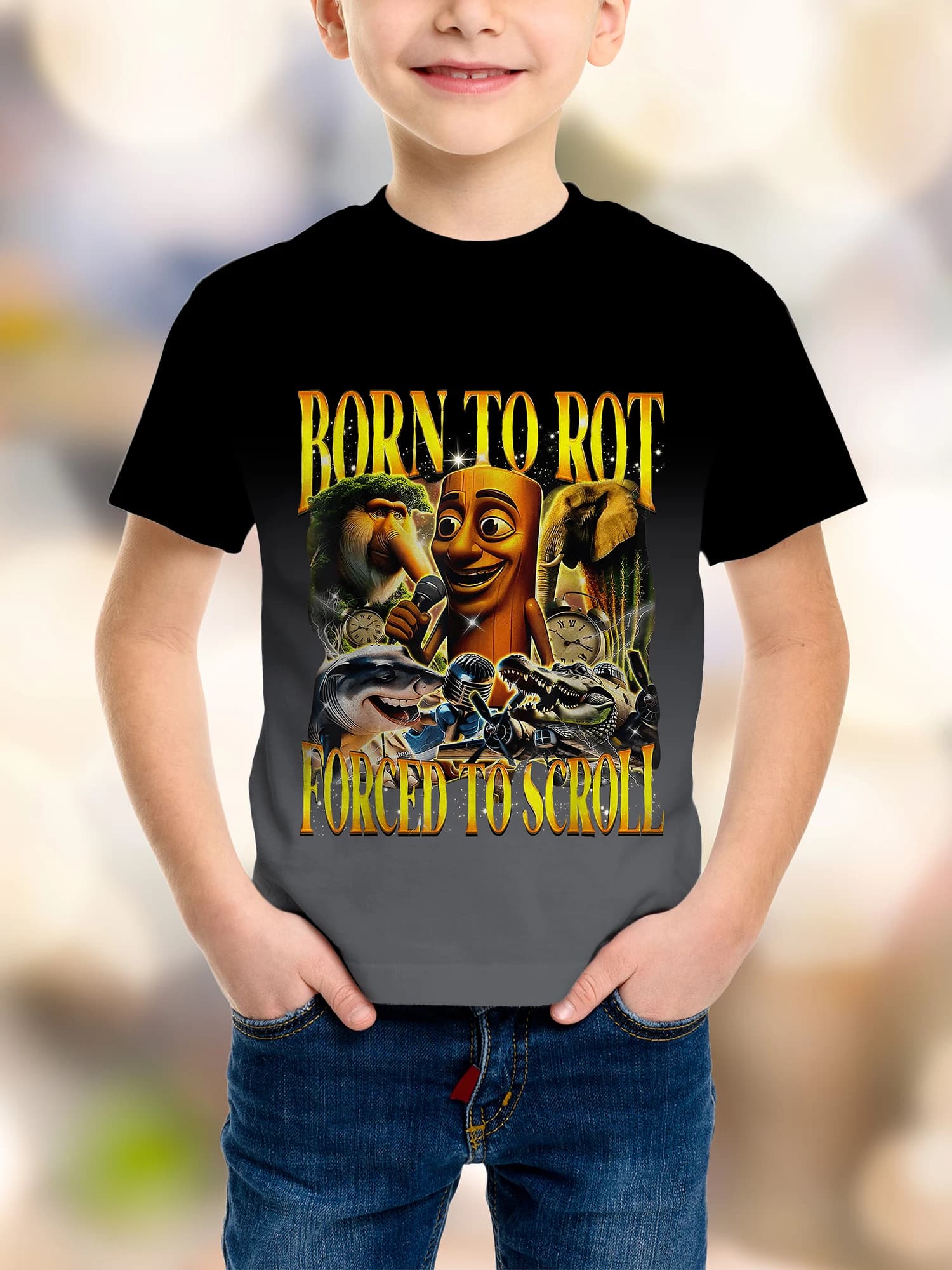 Moda Ragazzi T-shirt Abbigliamento TUNG TUNG SAHUR Brainrot italiano 3D Cartoon Stampa Uomo T-shirt Sport per bambini Abbigliamento traspirante