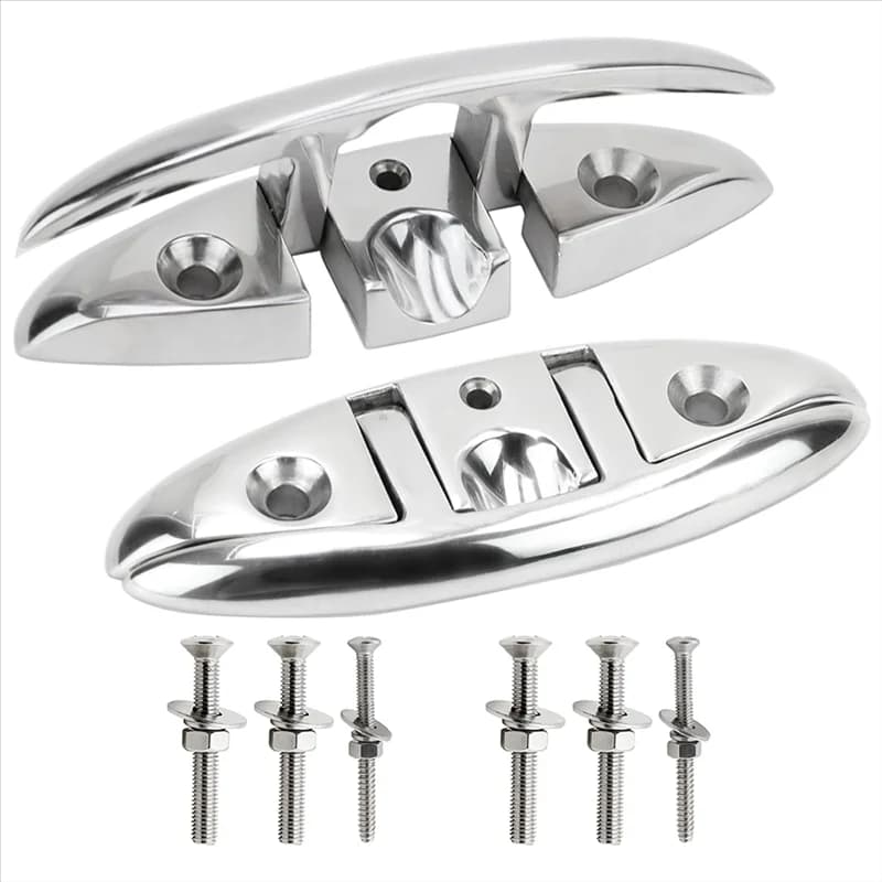 A29Z-2 Set tacchette per barche 5 pollici tacchette pieghevoli in acciaio inossidabile 316 tacchette per corda di grado marino tacchette per dock ribaltabili per barca kayak