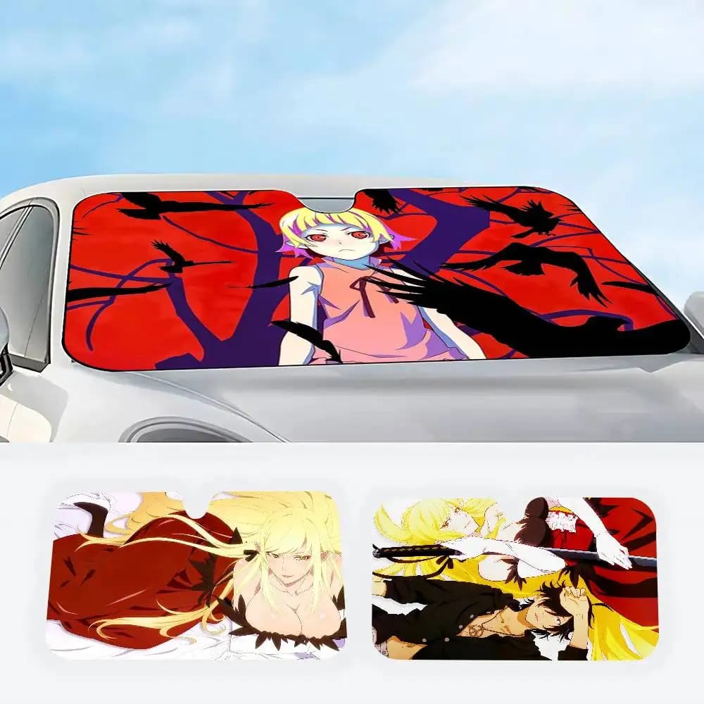 Pellicola per Finestrini Auto Anime Kizumonogatari, Parasole Riscaldato per Parabrezza, Visiera per Finestrino Anteriore, Protezione Solare per Auto