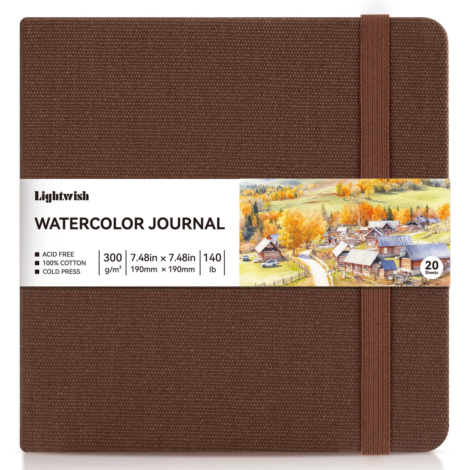 Watercolor Journal - 100% Cotton Cold Press Paper | 20 Sheets 40 Pages | 300GSM | Linen Cotton Cover Watercolor Sketchbook