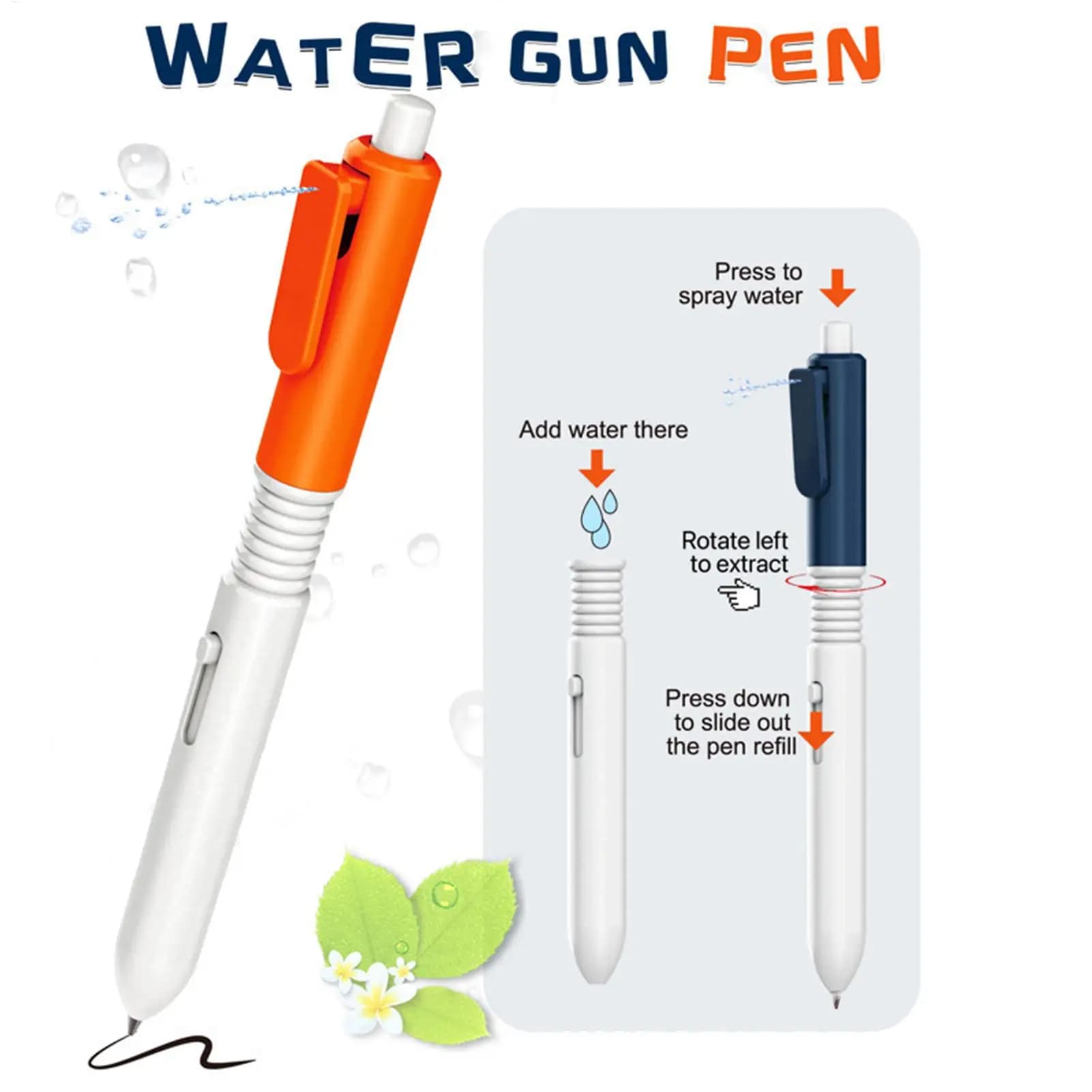 1pc Writable Pen Water Spray Pen Signature Pen Press to Spray Pranks Water Spray Pen Student Gift Outdoor Garden Fun Activities