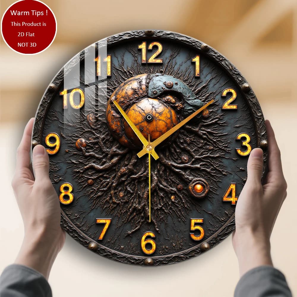 Tempered glass wall clock design with rusted root, suitable for wall decorations or table displays everywhere