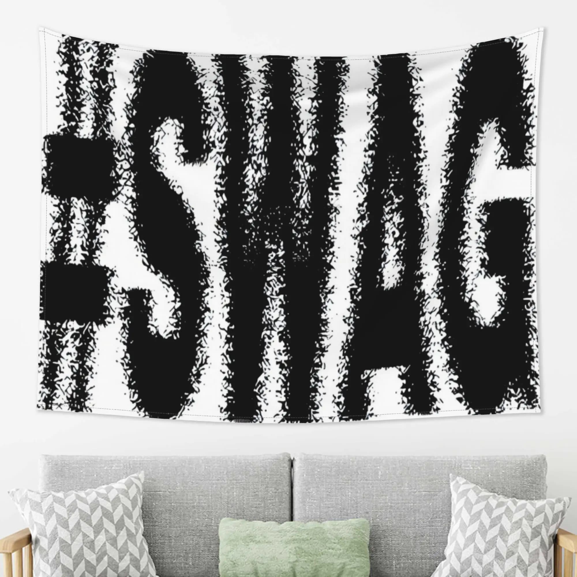 VIKAMA Cool Slogan Tapestry Street Hip Hop Wall Carpet Black and White SWAG Art Hanging Cloth Room Decoration