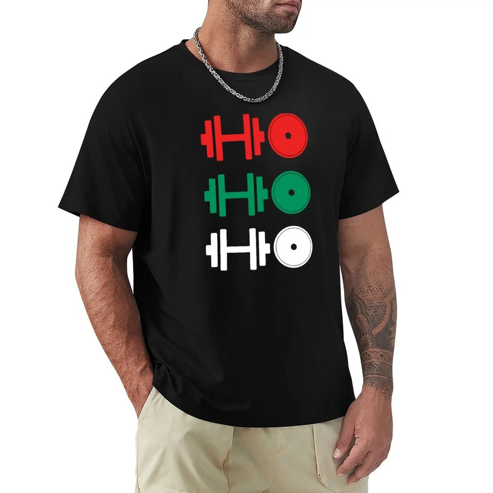 Ho! T-shirt Dumbbell and Weight Plate, t-shirt essenziale in tinta unita