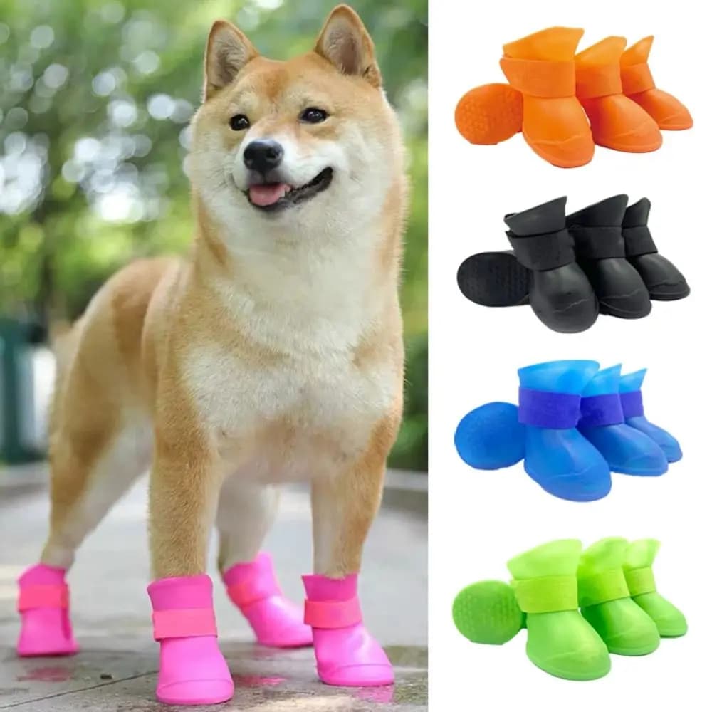 Scarpe da pioggia per animali domestici in morbido silicone resistente Stivali da pioggia per cani impermeabili antiscivolo Stivaletti per cani