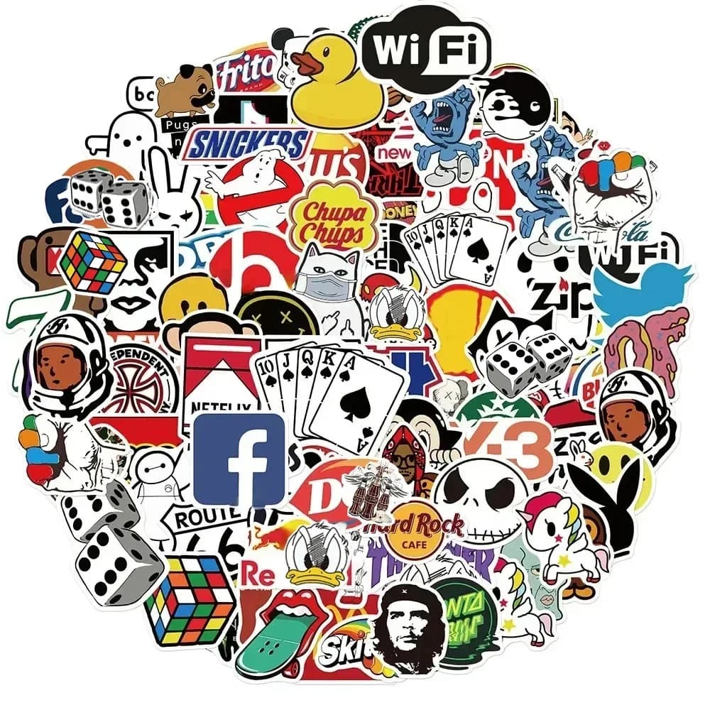 10/53/106 pieces stickers with brand logo fashion cool skateboard diy laptop luggage bike bike phone stickers for auto decals