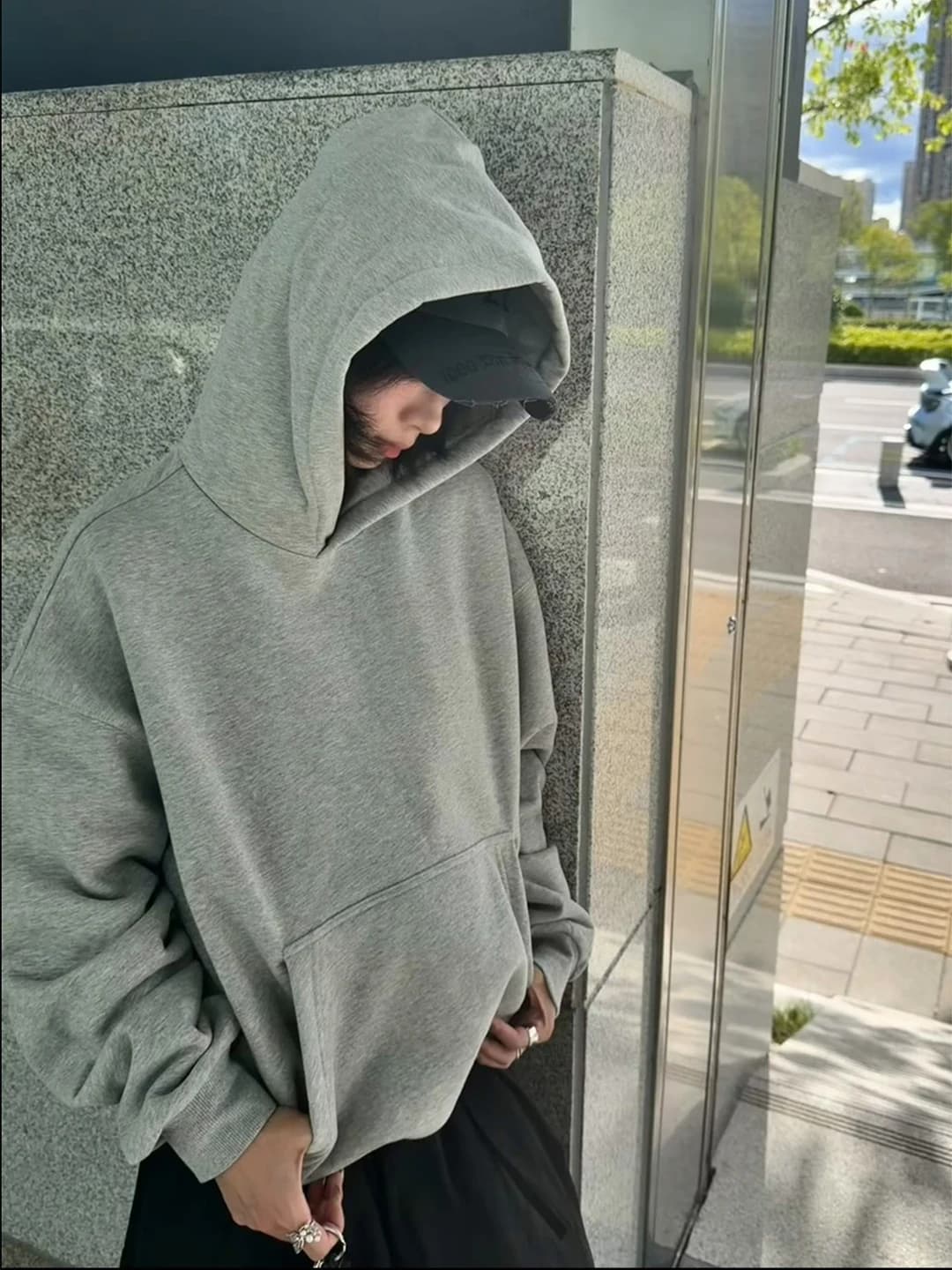American Style Heavyweight Grey Hoodie Unisex Autumn Color Inner Wear Men's Top Cleanfit Couple's Jacket Loose Fit Long...