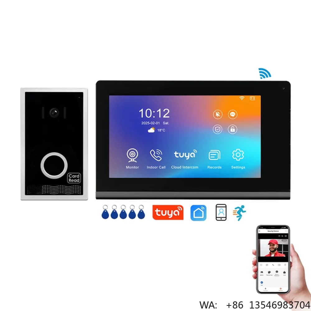 Videocitofono IP Wi-Fi da 7 Pollici con Monitor, Sistema di Interfono Video Tuya Smart per Casa, Appartamento, Villa