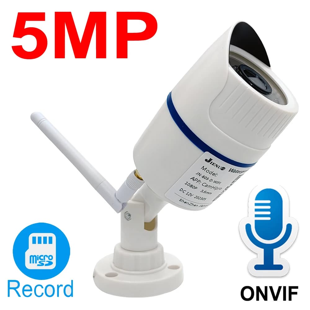 JIENUO 5MP Wifi Camera IP White Outdoor impermeabile Cctv sorveglianza di sicurezza Wireless visione notturna Onvif 1080P HD Network Home