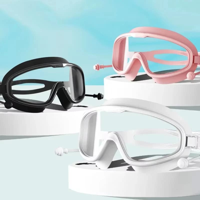 Occhialini da nuoto per adulti e bambini, set antiappannamento ad alta trasparenza, occhialini da nuoto con montatura grande, attrezzatura per sport acquatici