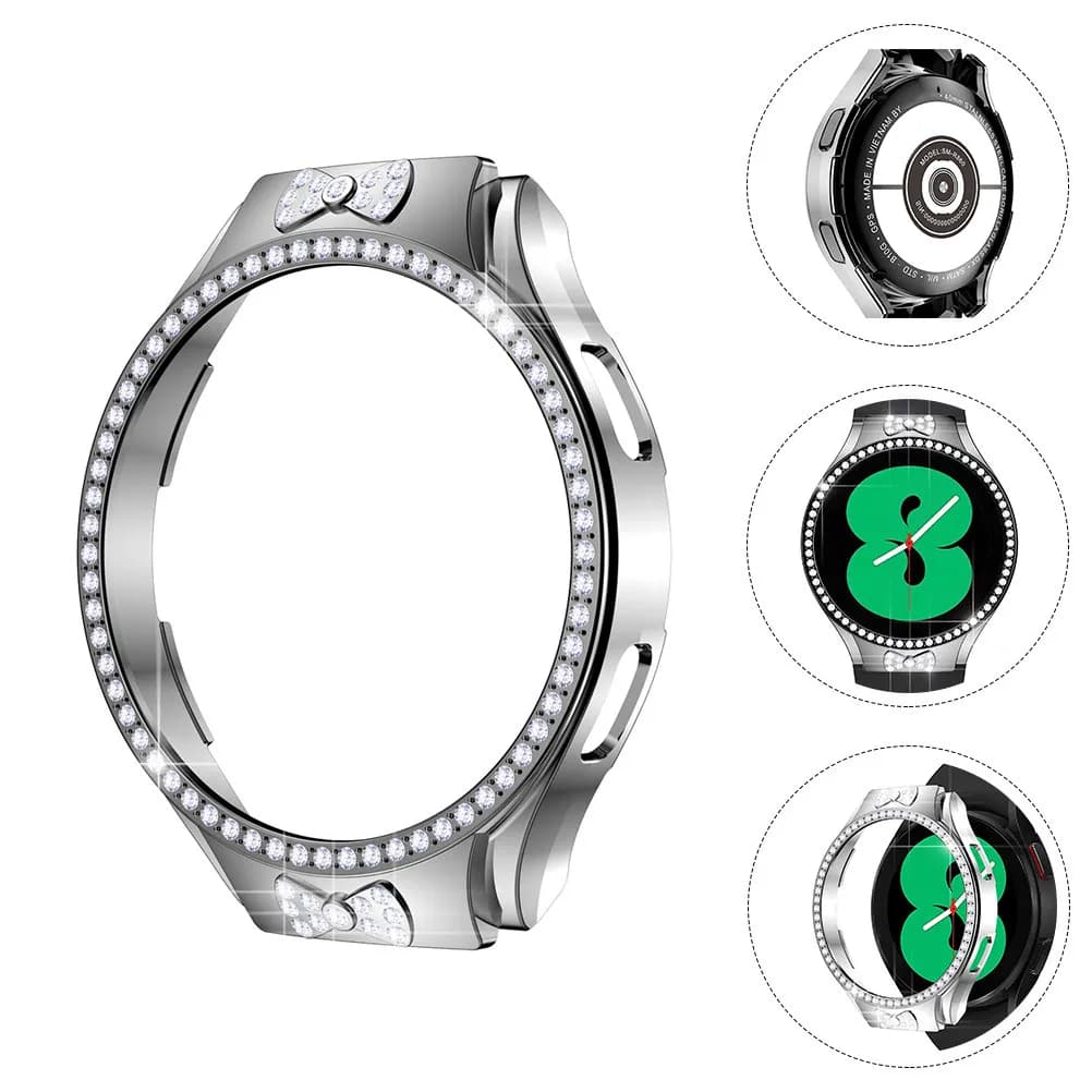 Custodia Protettiva per Smartwatch in PC con Glitter Lucidi e Cristalli, Design a Guscio Cavo, Facile da Applicare, per Serie 4 5 6