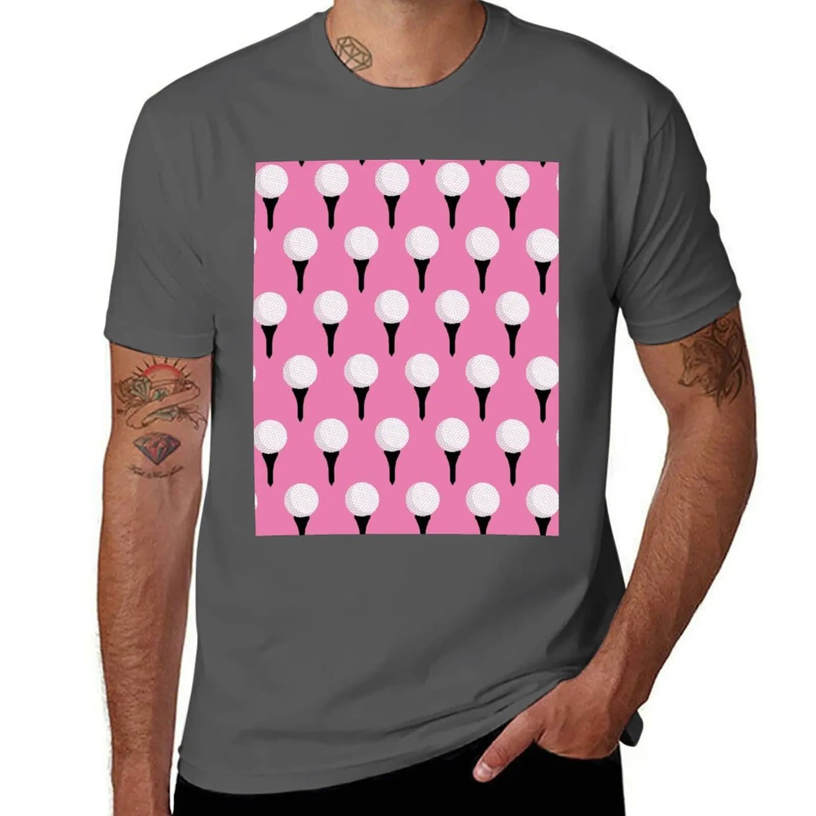 T-shirt Ball (Pink) Golf and Pattern Tee T-shirt basic tinta unita per uso quotidiano