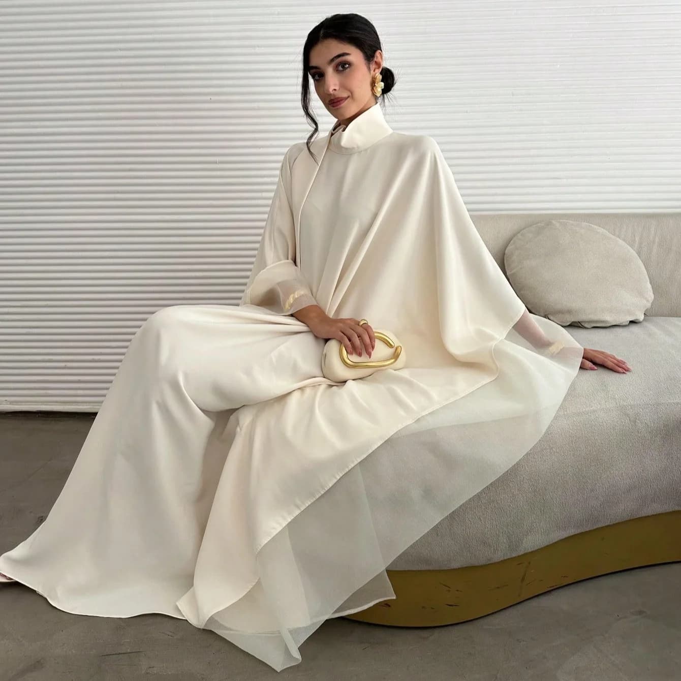 Medio Oriente Abaya Donna Elegante Abaya Manica intera Abito da spettacolo ampio Caftani da sera JilbabsIslamic Abbigliamento tradizionale