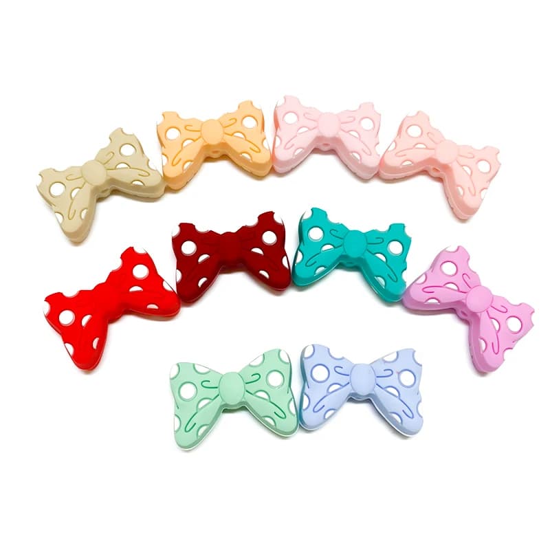 10 pz Perline In Silicone Per Bambini Nuovo Papillon Perline BowKnot Perline Massaggiagengive Giocattolo Per Bambini FAI DA TE Ciuccio Collana A Catena Accessori