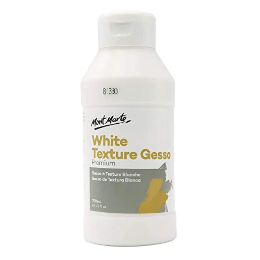 Premium White Texture Gesso 8.45oz 250ml,Suitable for Acrylic Paint, Oil Paint, Color Pencils, Pastels, Graphite and Charcoal