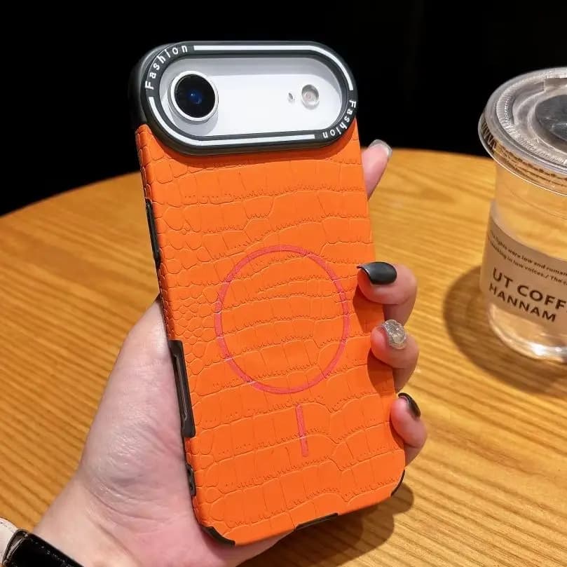 Custodia magnetica in pelle di lusso con texture coccodrillo per iPhone 17 Air 16 15 14 13 12 11 Pro Max Plus per cover per armatura paraurti Magsafe