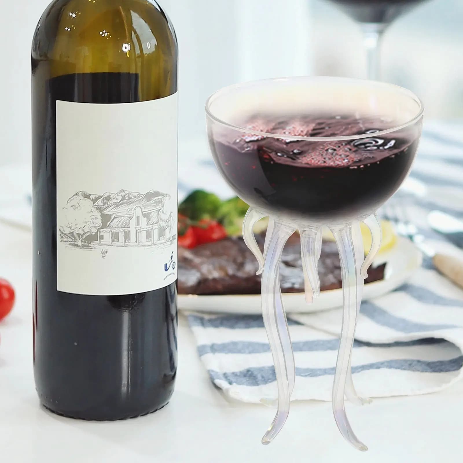 Unique Jellyfish Shaped Cocktail Glass Cut Thin Rim for Cocktails Wine Parties Wedding Bridal Shower