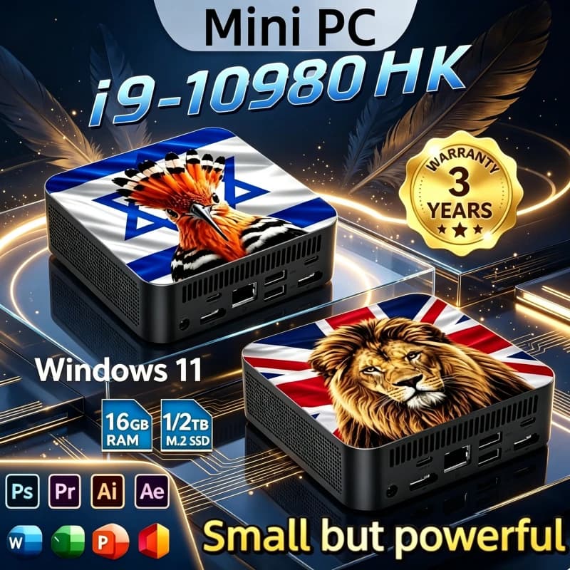 Intel Core I9 10980HK 2026 Portable Mini PC, Gaming Desktop, 16GB RAM, 1TB SSD, WiFi6, Bluetooth 5.2, Powerful Gamer Computer.