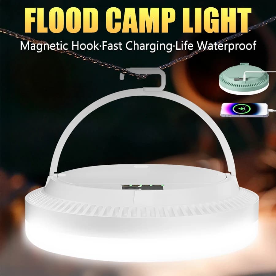 Built-in 66Led camping light with rechargeable battery from 3 * 18650 with magnetic suction hook Outdoor Flashlight Camping lamp
