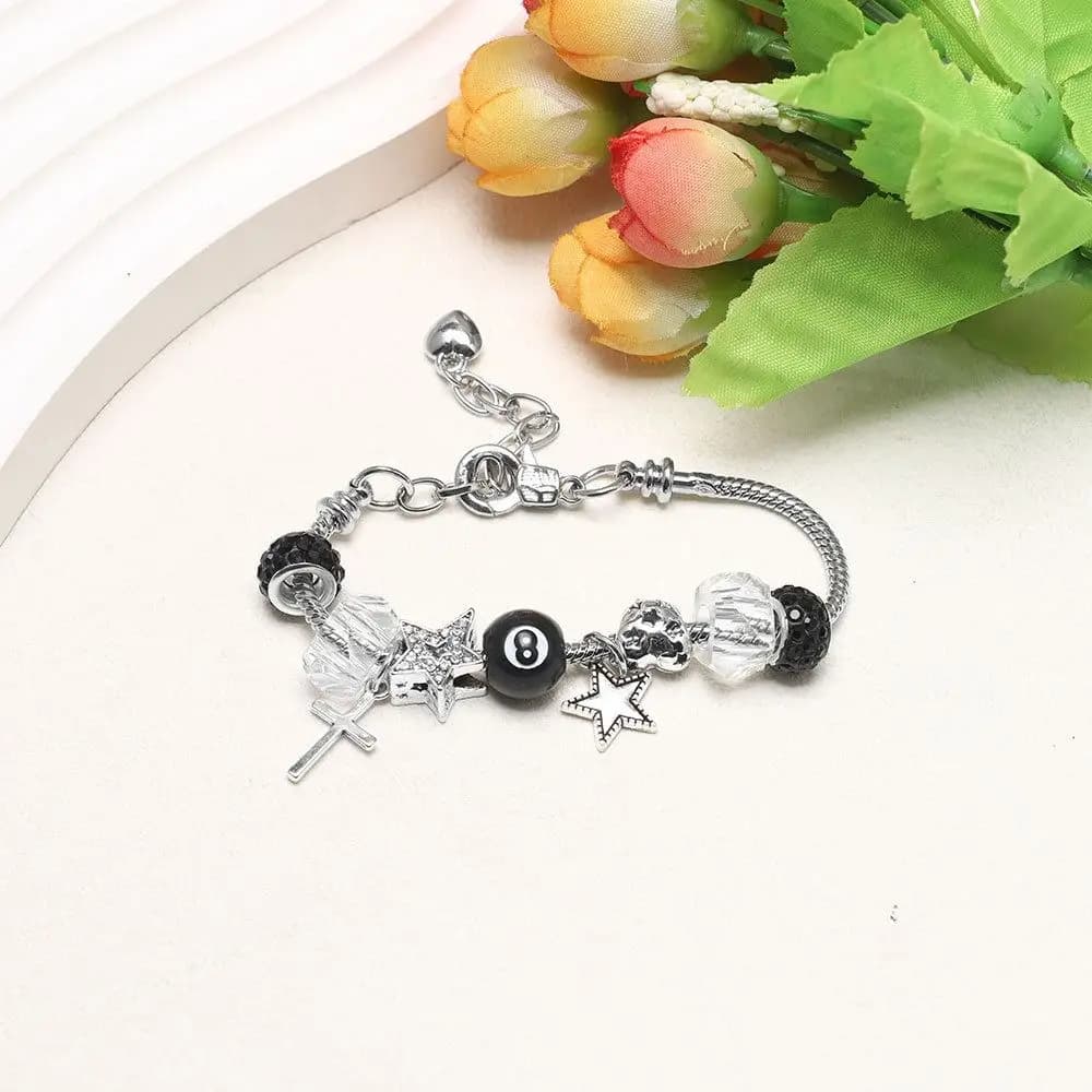 Adjustable Necklace No.8 Ball Bracelet Heart Charms Star Charms Star Cross Bracelet Personalized Gift Charm Bracelet