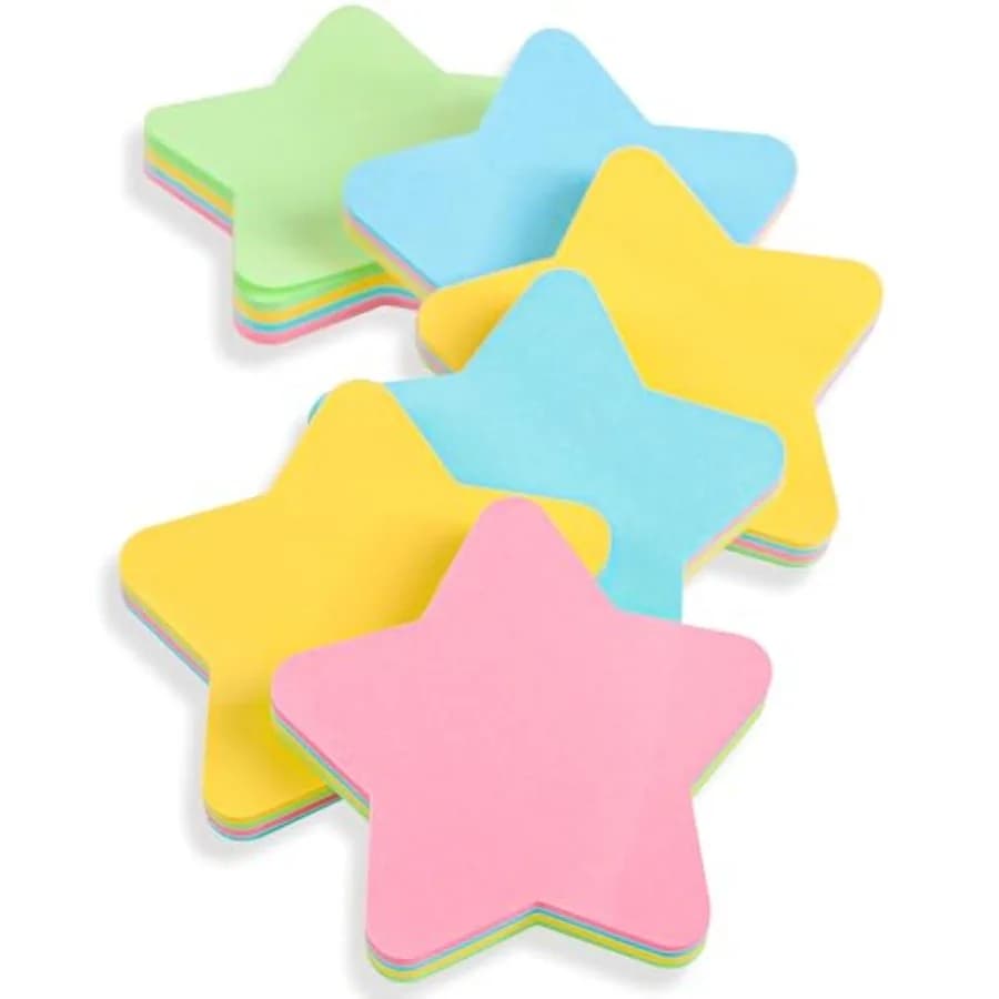 Sticky Notes 2.75 in x 2.75 in 600 Sheets Sticky Memo Star Shaped - Self Stick Cute Mixed 4 Color for Office/Home/Baking/School
