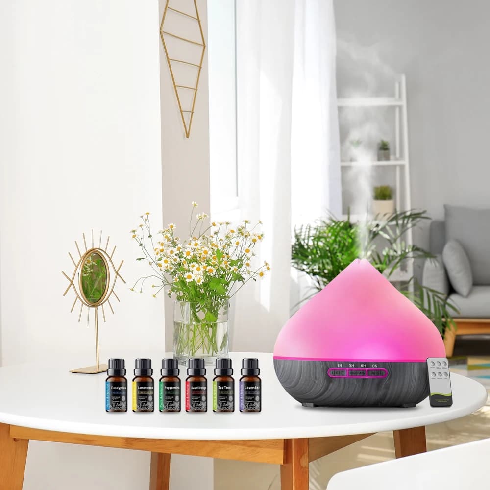 Diffusore ad ultrasuoni da 500 ml con telecomando e 6 oli per il relax e il sonno migliore