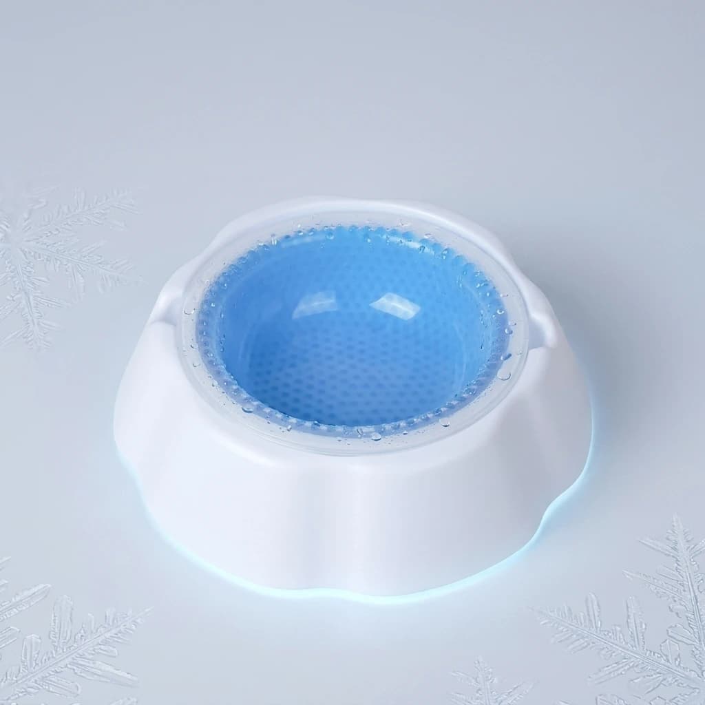 Pet Food Bowl Cooling Summer-Ready for Dogs Cats Reusable Ice Gel Feeder Anti-Slip Base Food Grade PP Dish Durable